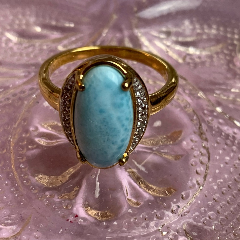 🩵Larimar & Zircon Ring🩵